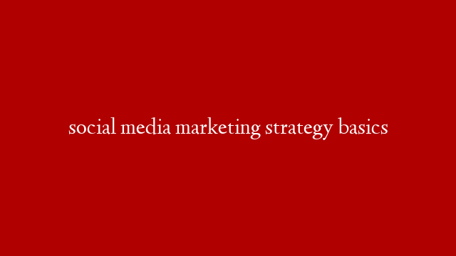 social media marketing strategy basics