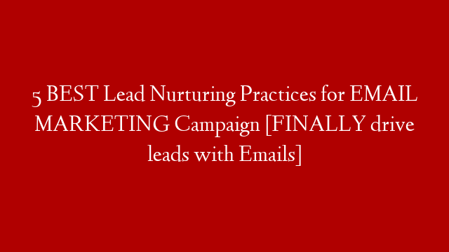 5 BEST Lead Nurturing Practices for EMAIL MARKETING Campaign [FINALLY drive leads with Emails]