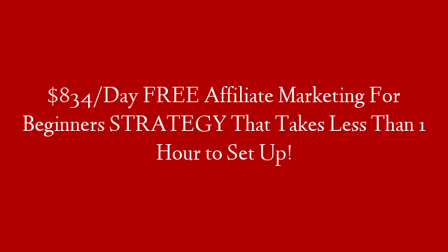 $834/Day FREE Affiliate Marketing For Beginners STRATEGY That Takes Less Than 1 Hour to Set Up! post thumbnail image