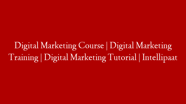 Digital Marketing Course | Digital Marketing Training | Digital Marketing Tutorial | Intellipaat