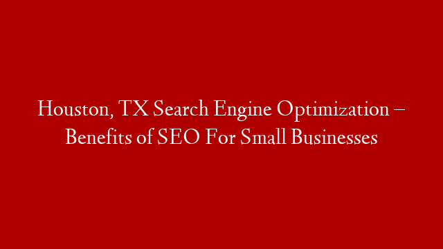 Houston, TX Search Engine Optimization – Benefits of SEO For Small Businesses