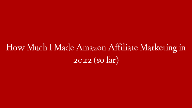 How Much I Made Amazon Affiliate Marketing in 2022 (so far)