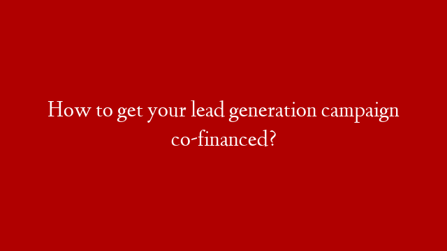 How to get your lead generation campaign co-financed?