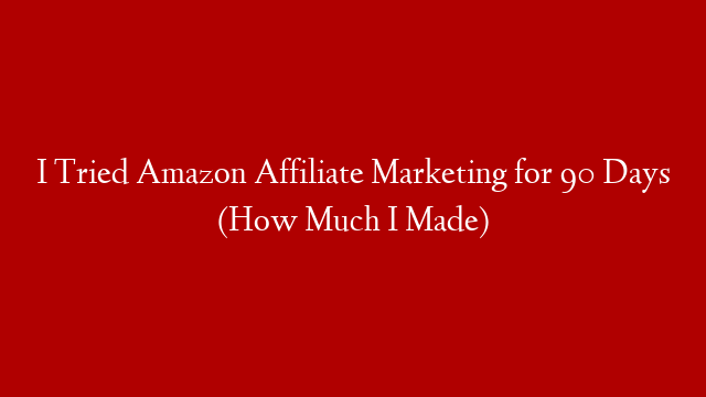 I Tried Amazon Affiliate Marketing for 90 Days (How Much I Made)