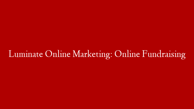 Luminate Online Marketing: Online Fundraising