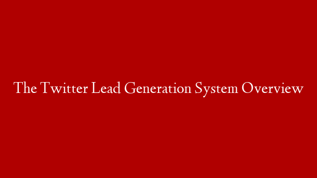 The Twitter Lead Generation System Overview