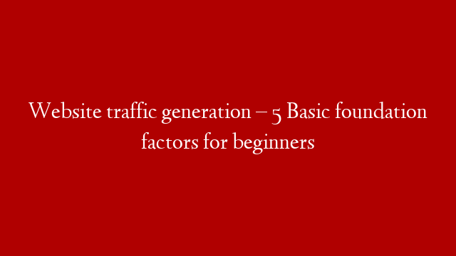 Website traffic generation – 5 Basic foundation factors for beginners