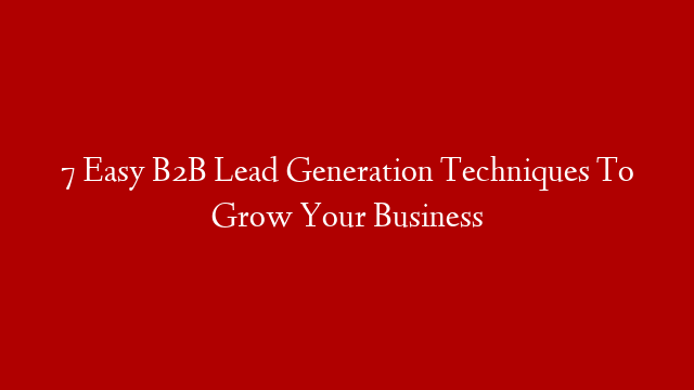 7 Easy B2B Lead Generation Techniques To Grow Your Business
