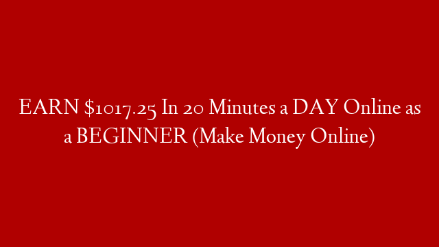 EARN $1017.25 In 20 Minutes a DAY Online as a BEGINNER (Make Money Online)