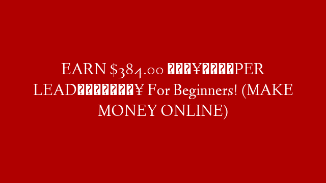 EARN $384.00 🔥💰PER LEAD💰🔥 For Beginners! (MAKE MONEY ONLINE)