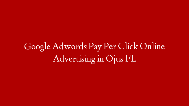Google Adwords Pay Per Click Online Advertising in  Ojus FL