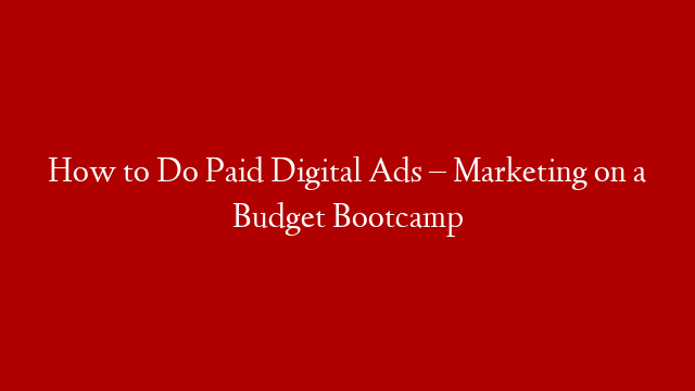How to Do Paid Digital Ads – Marketing on a Budget Bootcamp