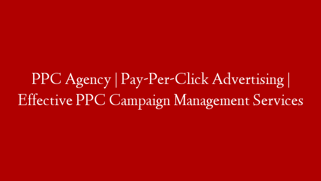 PPC Agency | Pay-Per-Click Advertising | Effective PPC Campaign Management Services post thumbnail image