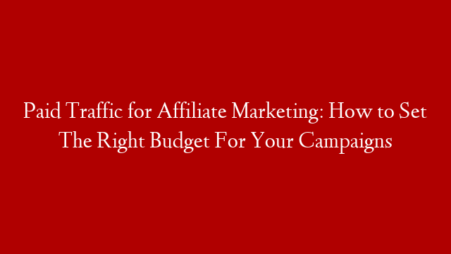 Paid Traffic for Affiliate Marketing: How to Set The Right Budget For Your Campaigns