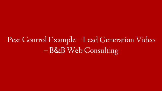 Pest Control Example – Lead Generation Video – B&B Web Consulting
