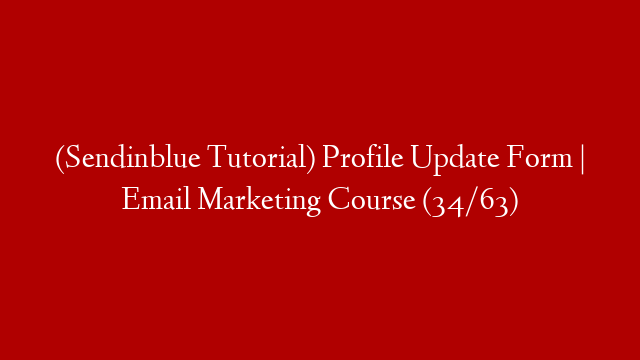 (Sendinblue Tutorial) Profile Update Form | Email Marketing Course (34/63) post thumbnail image