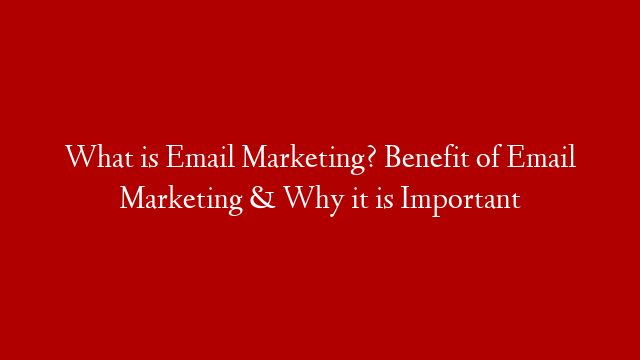 What is Email Marketing? Benefit of Email Marketing & Why it is Important