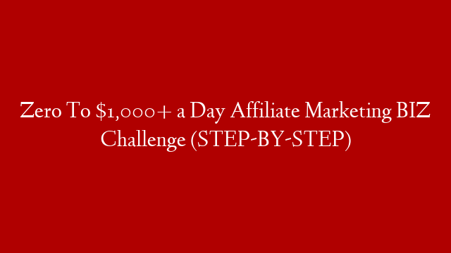Zero To $1,000+ a Day Affiliate Marketing BIZ Challenge (STEP-BY-STEP)