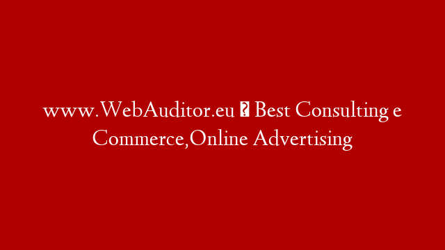 www.WebAuditor.eu » Best Consulting e Commerce,Online Advertising