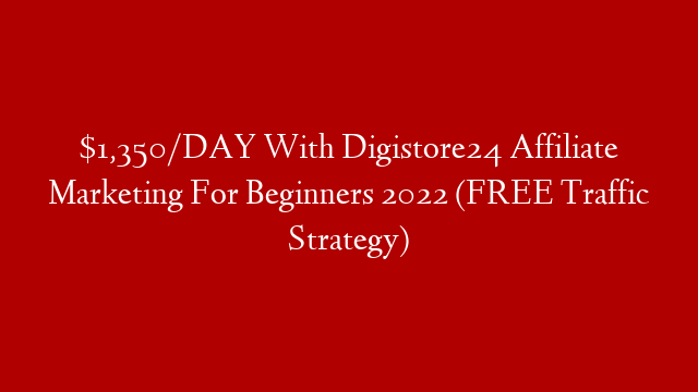 $1,350/DAY With Digistore24 Affiliate Marketing For Beginners 2022 (FREE Traffic Strategy)