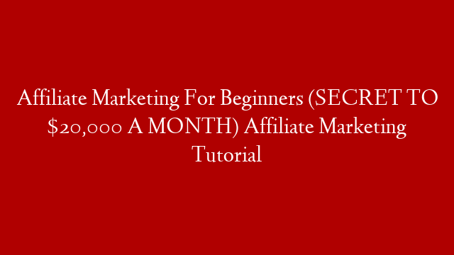 Affiliate Marketing For Beginners (SECRET TO $20,000 A MONTH) Affiliate Marketing Tutorial post thumbnail image