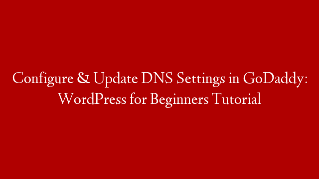 Configure & Update DNS Settings in GoDaddy: WordPress for Beginners Tutorial post thumbnail image