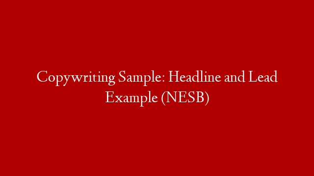Copywriting Sample: Headline and Lead Example (NESB)