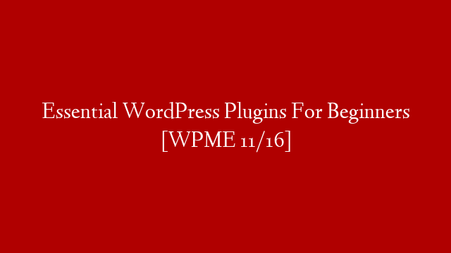 Essential WordPress Plugins For Beginners [WPME 11/16]