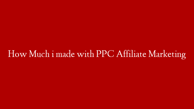 How Much i made with PPC Affiliate Marketing