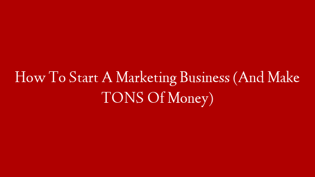 How To Start A Marketing Business (And Make TONS Of Money)