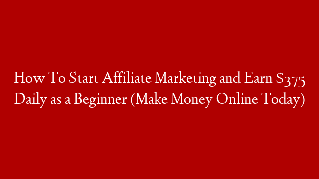 How To Start Affiliate Marketing and Earn $375 Daily as a Beginner (Make Money Online Today)