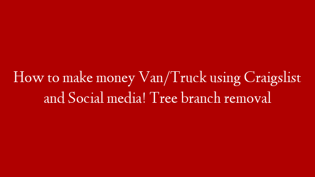 How to make money Van/Truck using Craigslist and Social media! Tree branch removal