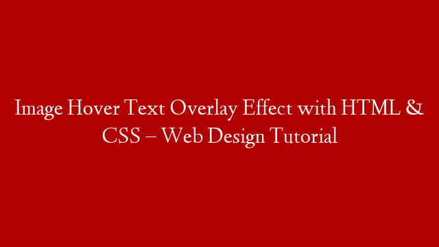 Image Hover Text Overlay Effect with HTML & CSS – Web Design Tutorial post thumbnail image