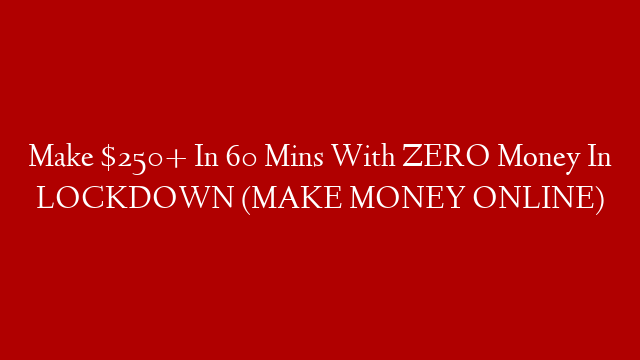 Make $250+ In 60 Mins With ZERO Money In LOCKDOWN (MAKE MONEY ONLINE) post thumbnail image