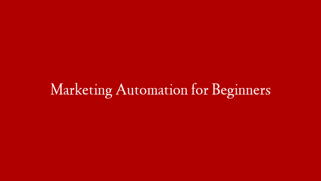Marketing Automation for Beginners
