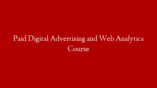 Paid Digital Advertising and Web Analytics Course