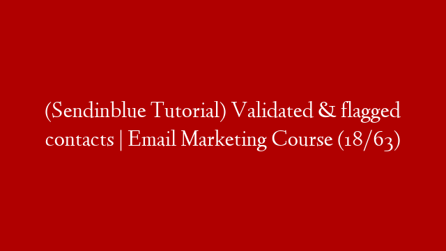 (Sendinblue Tutorial) Validated & flagged contacts | Email Marketing Course (18/63)