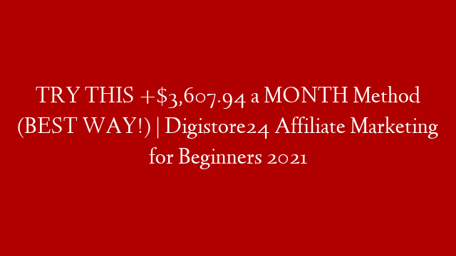 TRY THIS  +$3,607.94 a MONTH Method (BEST WAY!) | Digistore24 Affiliate Marketing for Beginners 2021 post thumbnail image