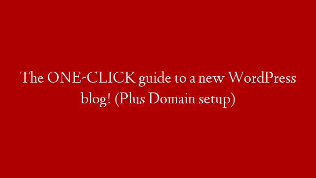 The ONE-CLICK guide to a new WordPress blog! (Plus Domain setup)