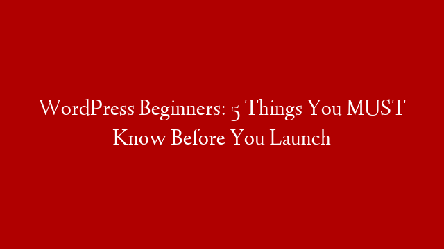 WordPress Beginners: 5 Things You MUST Know Before You Launch