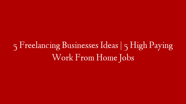 5 Freelancing Businesses  Ideas | 5 High Paying Work From Home Jobs