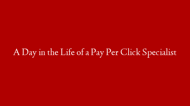 A Day in the Life of a Pay Per Click Specialist