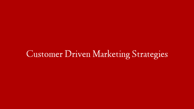 Customer Driven Marketing Strategies