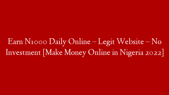 Earn N1000 Daily Online – Legit Website – No Investment [Make Money Online in Nigeria 2022] post thumbnail image