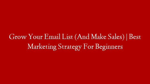 Grow Your Email List (And Make Sales) | Best Marketing Strategy For Beginners