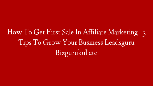 How To Get First Sale In Affiliate Marketing | 5 Tips To Grow Your Business Leadsguru Bizgurukul etc post thumbnail image