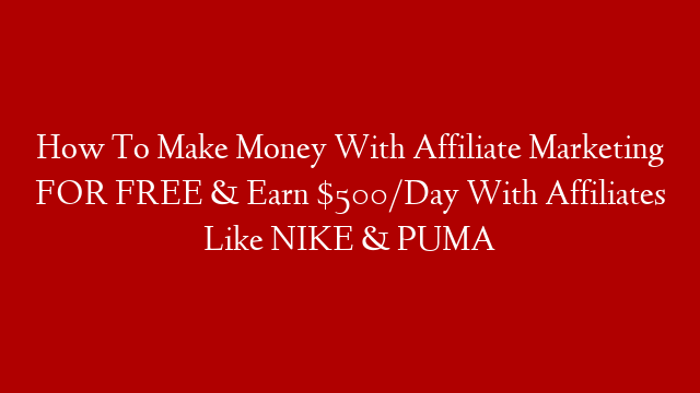 How To Make Money With Affiliate Marketing FOR FREE & Earn $500/Day With Affiliates Like NIKE & PUMA