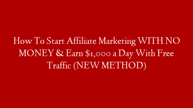 How To Start Affiliate Marketing WITH NO MONEY & Earn $1,000 a Day With Free Traffic (NEW METHOD) post thumbnail image