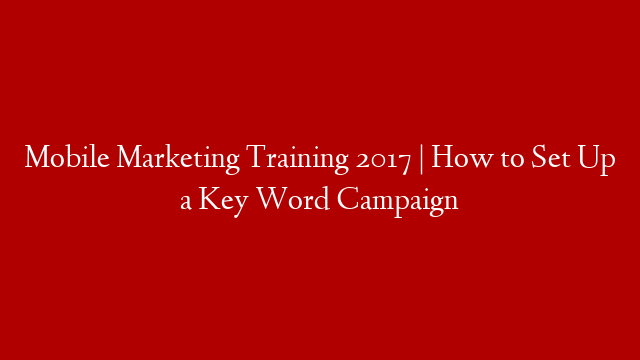 Mobile Marketing Training 2017 | How to Set Up a Key Word Campaign