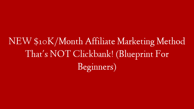 NEW $10K/Month Affiliate Marketing Method That's NOT Clickbank! (Blueprint For Beginners)